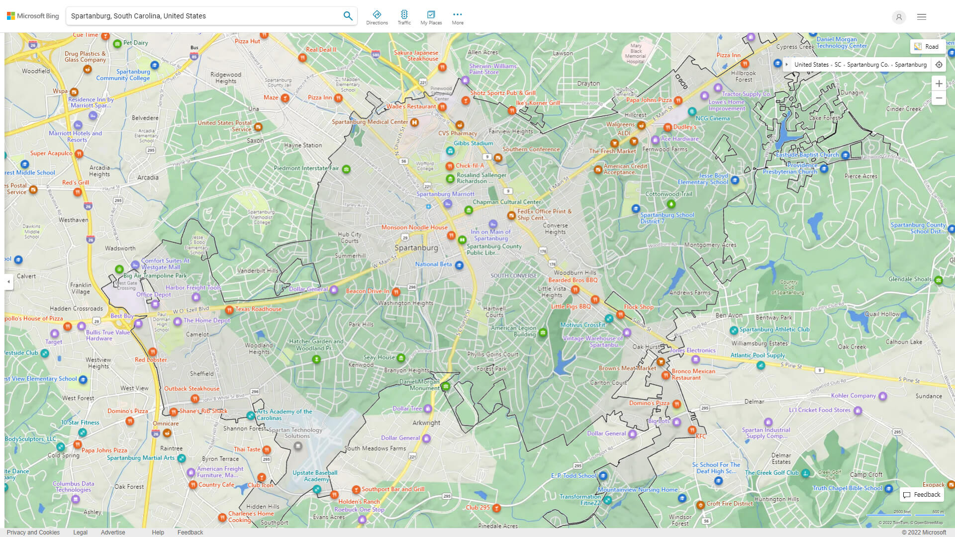 Spartanburg Detailed Map